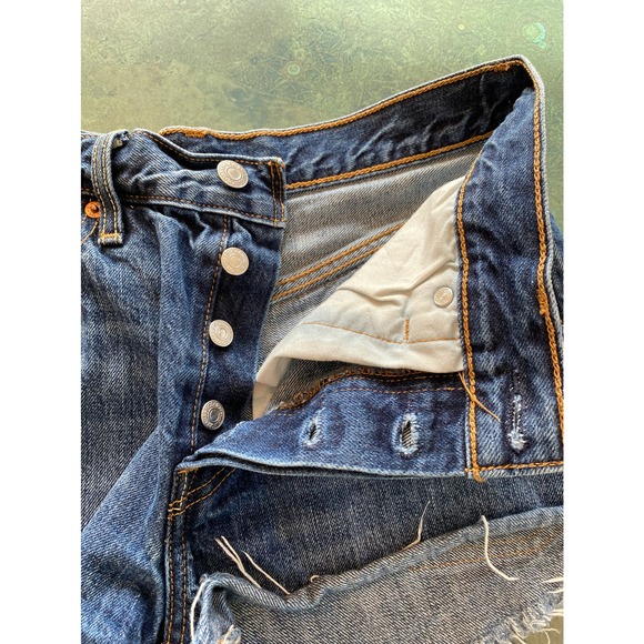 Levi’s 501 shorts cut offs blue jean denim button fly 100% cotton size w26 - Picture 4 of 9